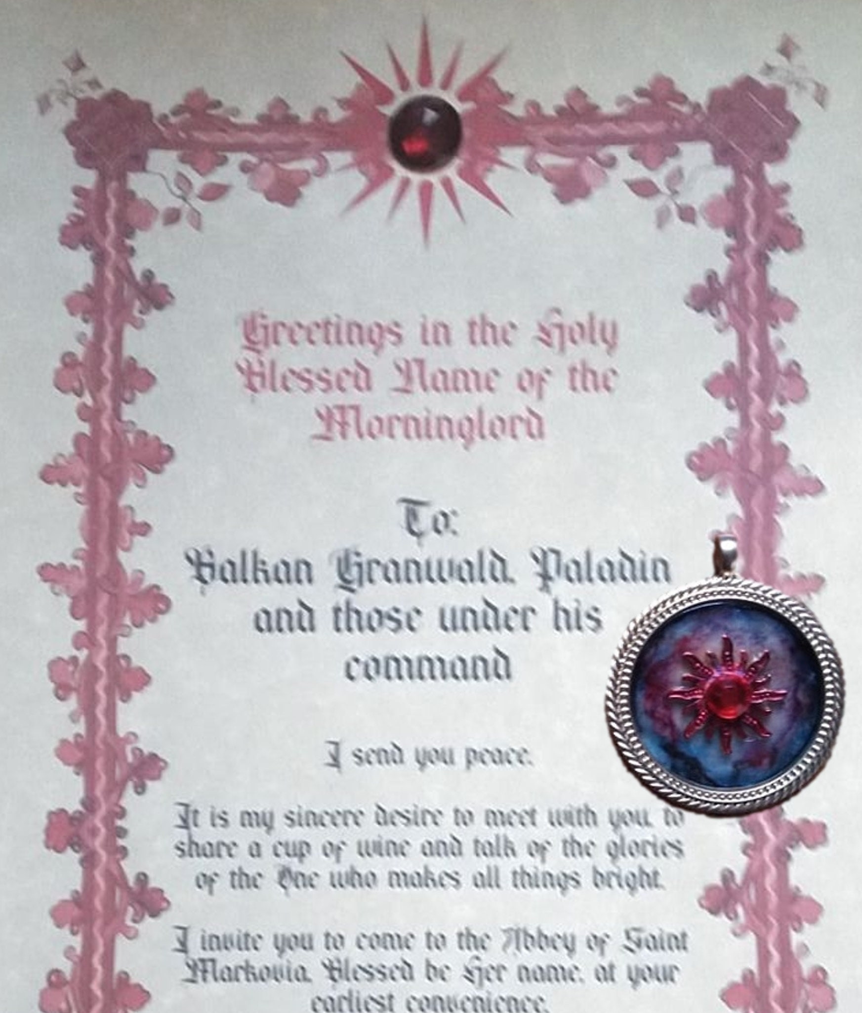 The Morninglord in Barovia Holy Symbol and Induction Document, Curse of Strahd, Forgotten Realms, DnD Handout, DM Handout, Game Prop