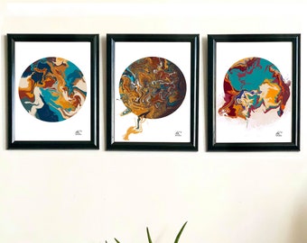Abstract Art Print, Set of Three, Printable Wall Art, Colorful Art Printable For Modern Home Decor