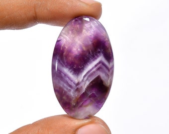 Gorgeous Top Grade Quality 100% Natural Chevron Amethyst Oval Shape Cabochon Loose Gemstone For Making Jewelry 46.5 Ct. 38X23X6 mm BS-28629