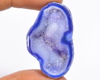 Awesome A One Quality 100% Natural Blue Botswana Agate Druzy Fancy Shape Cabochon Loose Gemstone For Making Jewelry 36X22X9 mm 28 Ct. HS-730