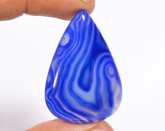 Marvellous Top Grade Quality 100% Natural Blue Botswana Agate Pear Shape Cabochon Loose Gemstone For Making Jewelry 38X26X6 mm 41 Ct. HS-717