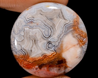 Superb Top Grade Quality 100% Natural Crazy Lace Agate Round Shape Cabochon Loose Gemstone For Making Jewelry 28.5 Ct. 24X24X5 mm MS-12920