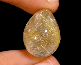 Fantastic Top Grade Quality 100% Natural Golden Rutile Quartz Pear Shape Cabochon Loose Gemstone For Making Jewelry 18X14X11 mm 20 Ct HS-888