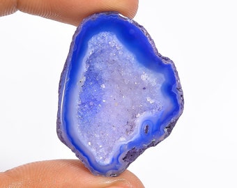 Wonderful A One Quality 100% Natural Blue Botswana Agate Druzy Fancy Shape Cabochon Loose Gemstone For Making Jewelry 34X26X9mm 34 Ct HS-727