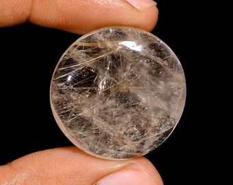 Terrific Top Grade Quality 100% Natural Golden Rutile Quartz Round Shape Cabochon Loose Gemstone For Making Jewelry 26X26X7mm 37.5 Ct HS-900