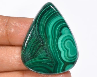 Superb Top Grade Quality 100% Natural Malachite Pear Shape Cabochon Loose Gemstone For Making Jewelry 37X29X6 mm 79.5 Ct. HS-746