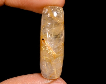 Gorgeous A One Quality 100% Natural Golden Rutile Quartz Radiant Shape Cabochon Loose Gemstone For Making Jewelry 30X10X7 mm 18.5 Ct. HS-864
