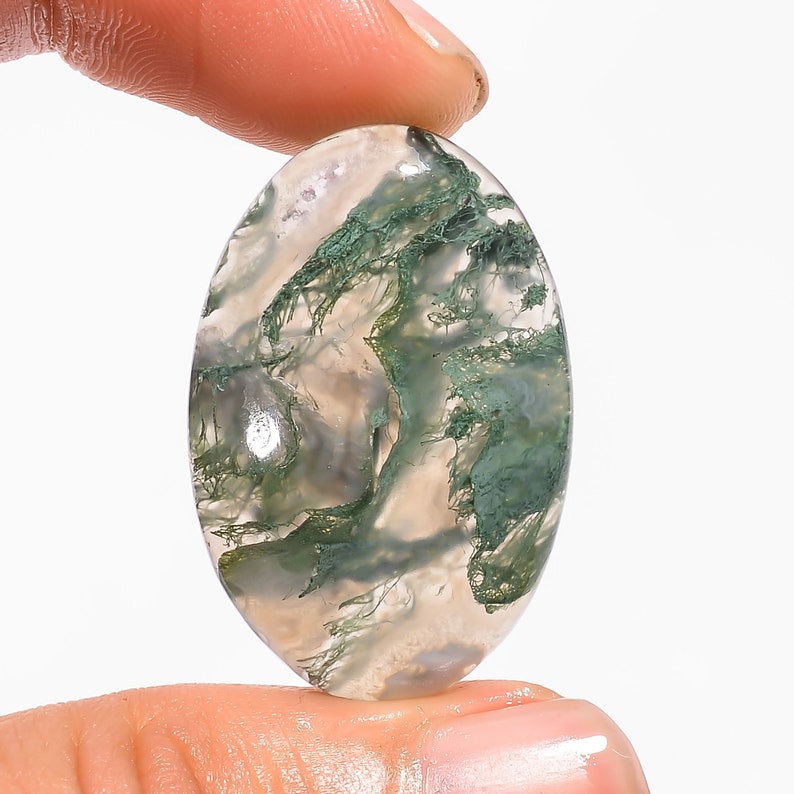 31X20X5 mm AA-7750 Beautiful Top Grade Quality 100/% Natural Moss Agate Oval Shape Cabochon Loose Gemstone For Making Jewelry 28.5 Ct