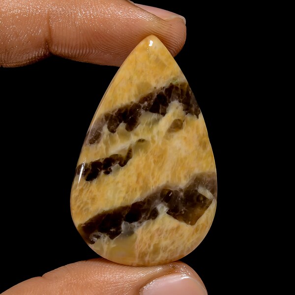 Elegant Top Grade Quality 100% Natural Graphic Feldspar Pear Shape Cabochon Loose Gemstone For Making Jewelry 42 Ct. 41X26X5 mm MS-12011