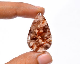 Supreme Top Grade Quality 100% Natural Red Zuby Quartz Pear Shape Cabochon Loose Gemstone For Making Jewelry 36.5 Ct. 34X21X7 mm BS-28591