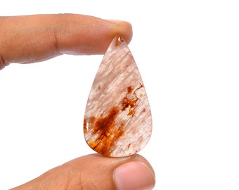 Elegant Top Grade Quality 100% Natural Red Zuby Quartz Pear Shape Cabochon Loose Gemstone For Making Jewelry 39.5 Ct. 39X22X6 mm BS-28580