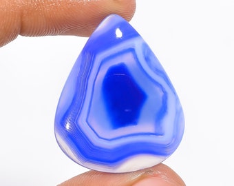 Splendid Top Grade Quality 100% Natural Blue Botswana Agate Pear Shape Cabochon Loose Gemstone For Making Jewelry 31X25X5 mm 32 Ct. HS-720