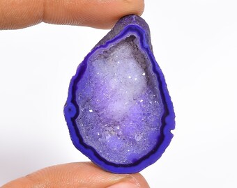 Classic A One Quality 100% Natural Blue Botswana Agate Druzy Fancy Shape Cabochon Loose Gemstone For Making Jewelry 38X27X7 mm 28 Ct. HS-732