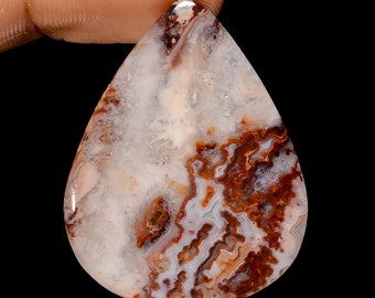 Amazing Top Grade Quality 100% Natural Crazy Lace Agate Pear Shape Cabochon Loose Gemstone For Making Jewelry 37.5 Ct. 39X30X4 mm MS-12921