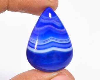 Incredible Top Grade Quality 100% Natural Blue Botswana Agate Pear Shape Cabochon Loose Gemstone For Making Jewelry 29X21X6 mm 29 Ct. HS-716