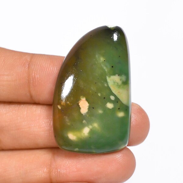 Fabulous Top Grade Quality 100% Natural Gary Green Jasper Fancy Shape Cabochon Loose Gemstone For Making Jewelry 61 Ct. 38X23X8 mm HS-451