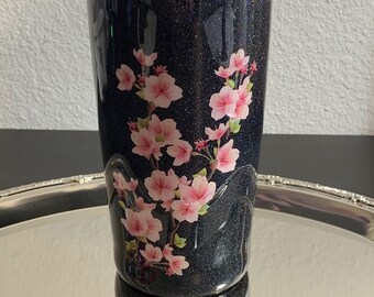 20 oz Cherry Blossom Customized Glitter Glam Stainless Steel Tumbler Drink ware cup gift her him friend mom mother day sister teen bride