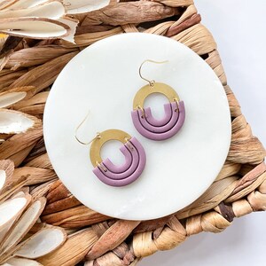 Speckled purple rainbow Hypoallergenic clay earrings image 1