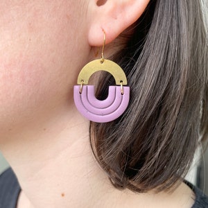 Speckled purple rainbow Hypoallergenic clay earrings image 2