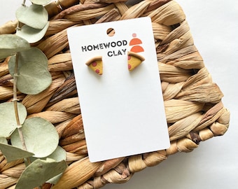 Pizza studs | Clay earrings | Hypoallergenic