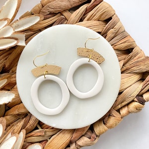 Organic ivory hoop Hypoallergenic clay earrings image 1