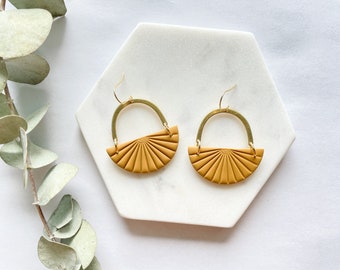 Art deco fan earrings | Hypoallergenic clay earrings