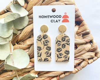 Rose pattern earrings | Hypoallergenic clay earrings