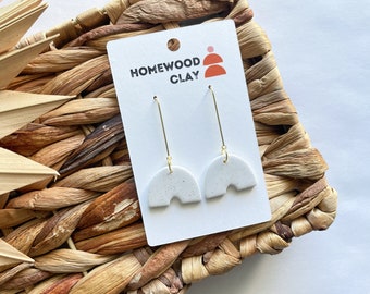 Speckled white rainbow drops | Hypoallergenic clay earrings