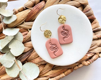 Terracotta snake earrings | Hypoallergenic clay earrings