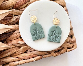 Pendientes de cactus de terracota / Pendientes de arcilla hipoalergénica