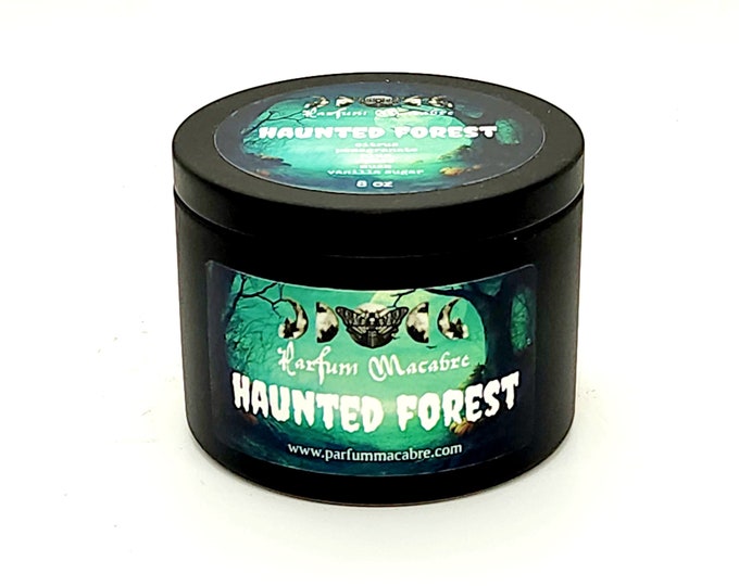 Haunted Forest Soy Candle | Gothic Candle | Vegan | Wood Wick | Horror Candle | Glitter | Black | Halloween | Dark
