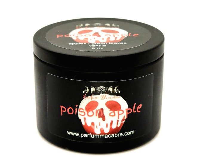 Poison Apple Soy Candle | Gothic Candle | Vegan | Wood Wick | Fruit Loops | Horror Candle | Glitter | Red | Halloween | Dark