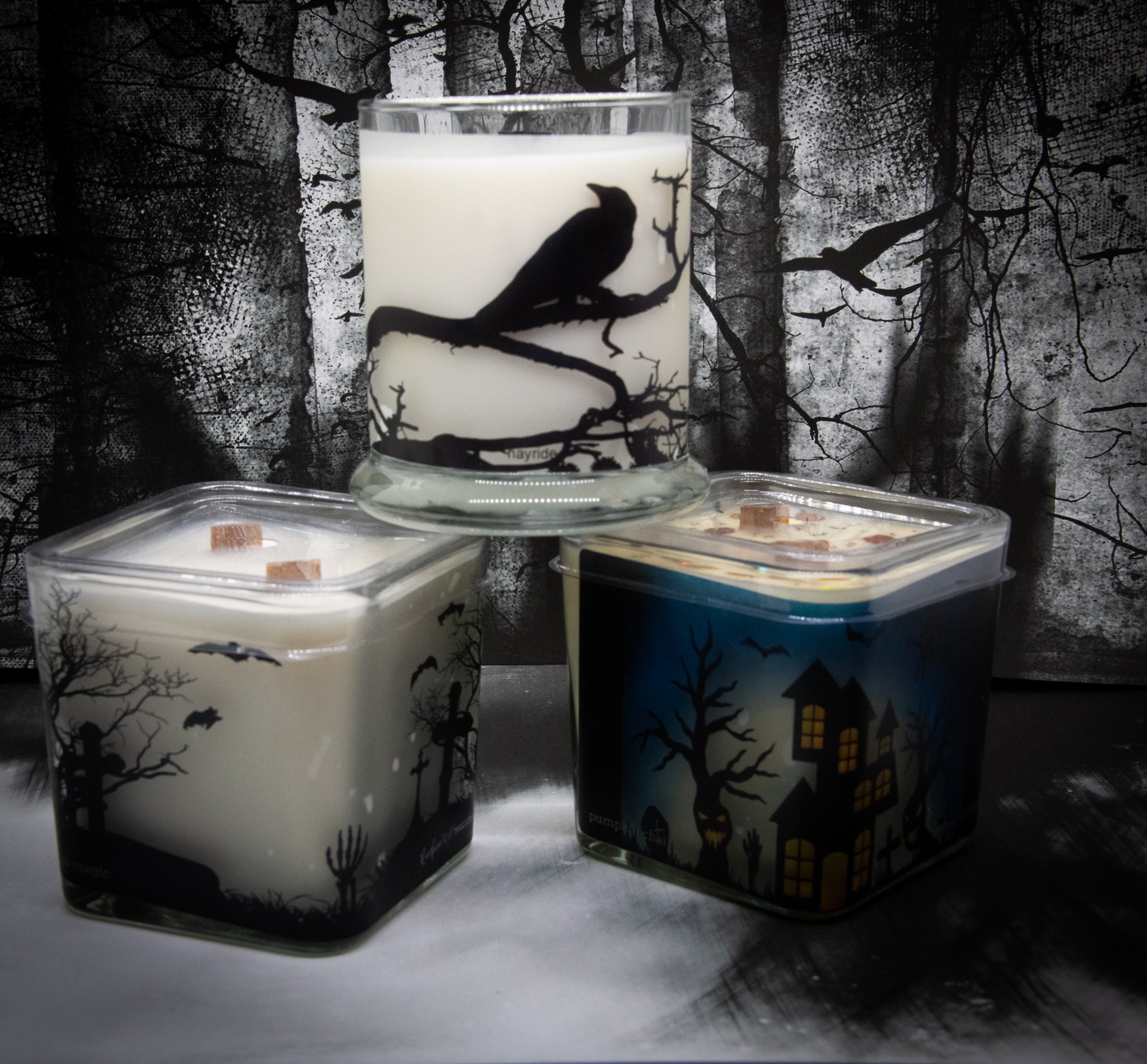 FINAL CLEARANCE 8 Oz Soy Candles Gothic Candle Vegan Wood Wick Glitter  Black Dark 