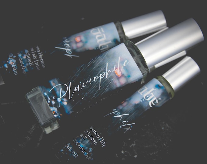 Re-Release! Pluviophile Perfume Parfum Oil or Spray | Fragrance | Gothic | Fresh Greens Lemon Lily Jasmine Air Moss Patchouli