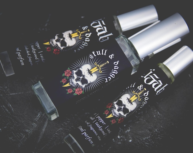Re-release! Skull & Dagger Perfume Parfum Oil or Spray | Fragrance | Gothic | Orange Pepper Cardamom Patchouli Teakwood Cedar