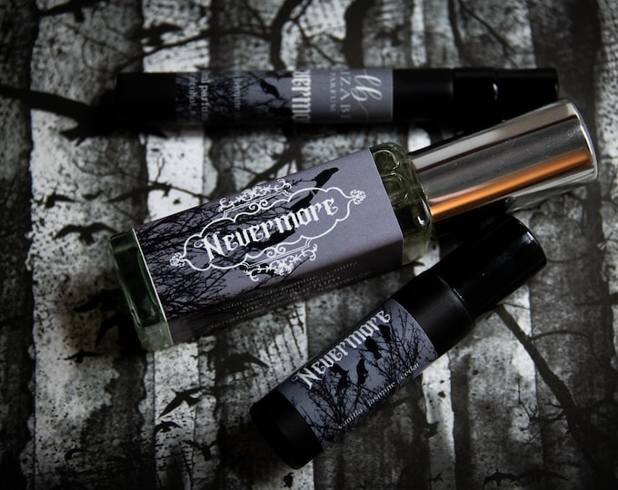 Nevermore Perfume Parfum Oil or Spray | Fragrance | Gothic Victorian | Vanilla Cedarwood | Edgar Allan Poe | Raven