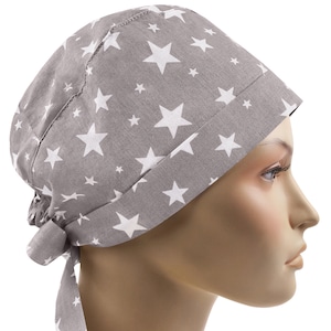 Pixie scrub caps, surgical cap, scrub hats for women, surgery hat, gray stars