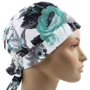 Scrub cap pixie, surgical hat, nurse cap, scrub hats, mint rose hips