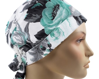 Scrub cap pixie, surgical hat, nurse cap, scrub hats, mint rose hips