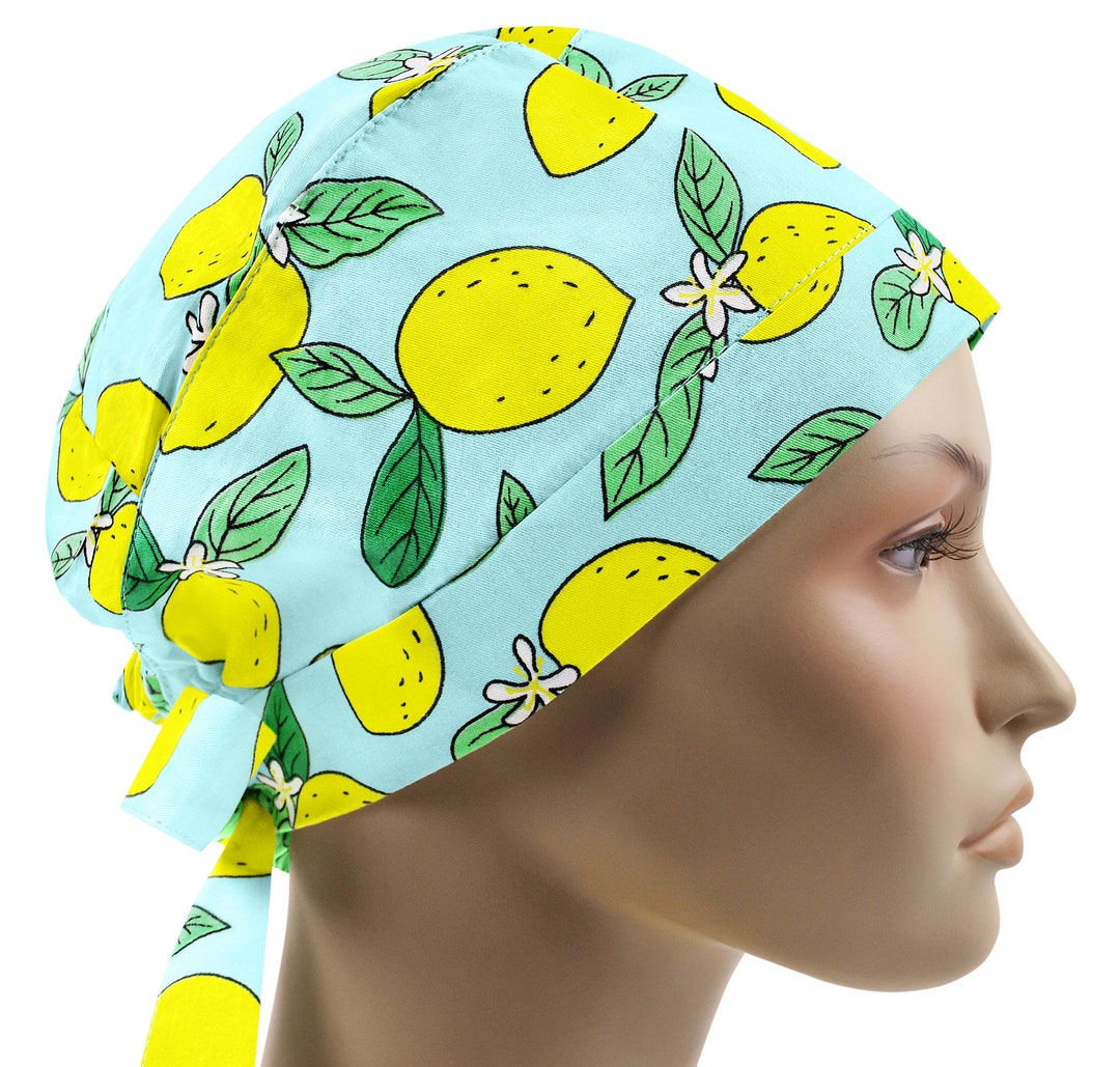 scrub-cap-pixie-surgical-hat-nurse-cap-scrub-hats-lemon-etsy