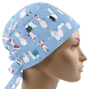 Scrub caps pixie, surgical cap, scrub hats for women, nurse hat, blue lama