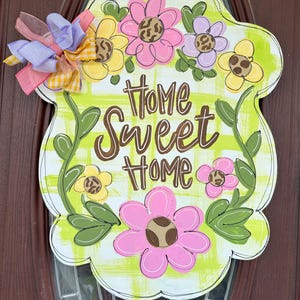 Floral Hanger, Summer Sign, Home Swwet Home,  Floral Door Hanger, Decor, Door Hanger, Floral Door Decor, Wedding Gift, Housewarming Gift