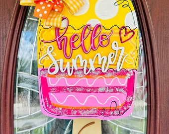 Summer Popsicle Door Hanger, Summer Sign, Popsicle Hanger, Summer Decor, Door Hanger, Pops of Orange