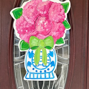 Pink Hydrangea Hanger, Summer Sign, Hydrangea Door Hanger, Summer Decor, Door Hanger, Floral Hanger