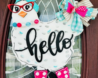 Sassy Chicken Hanger, Summer Sign, Chicken Door Hanger, Summer Decor, Door Hanger, Farmhouse Chicken Hanger