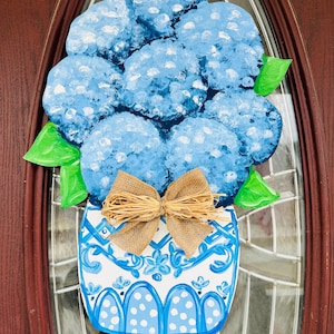 Blue Hydrangea Hanger, Summer Sign, Hydrangea Door Hanger, Summer Decor, Door Hanger, Floral Hanger
