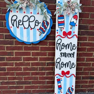 Red White Blue Hanger, Sign, Door Hanger, Summer Decor, Door Hanger, Summer  Hanger, Summer Leaner, Home Sweet Home