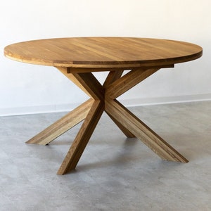 Tisch Massivholz a Krippe ausziehbar rondell bois chêne, Runder esstisch ausziehbar massivholz, Bild 9