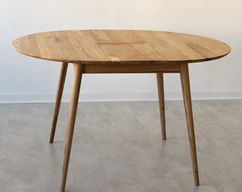 Table à manger extensible ronde bois chêne massif, Runder esstisch ausziehbar massivholz, Mesa de comedor redonda extensible madera maciza