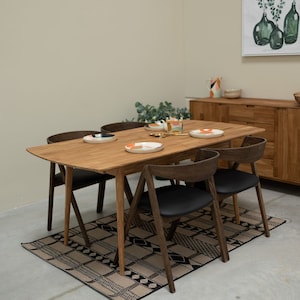Uitschuifbare eettafel, massief eikenhout in Scandinavische stijl, Mesa extensible de madera maciza roble 100% natuurlijk, table à manger